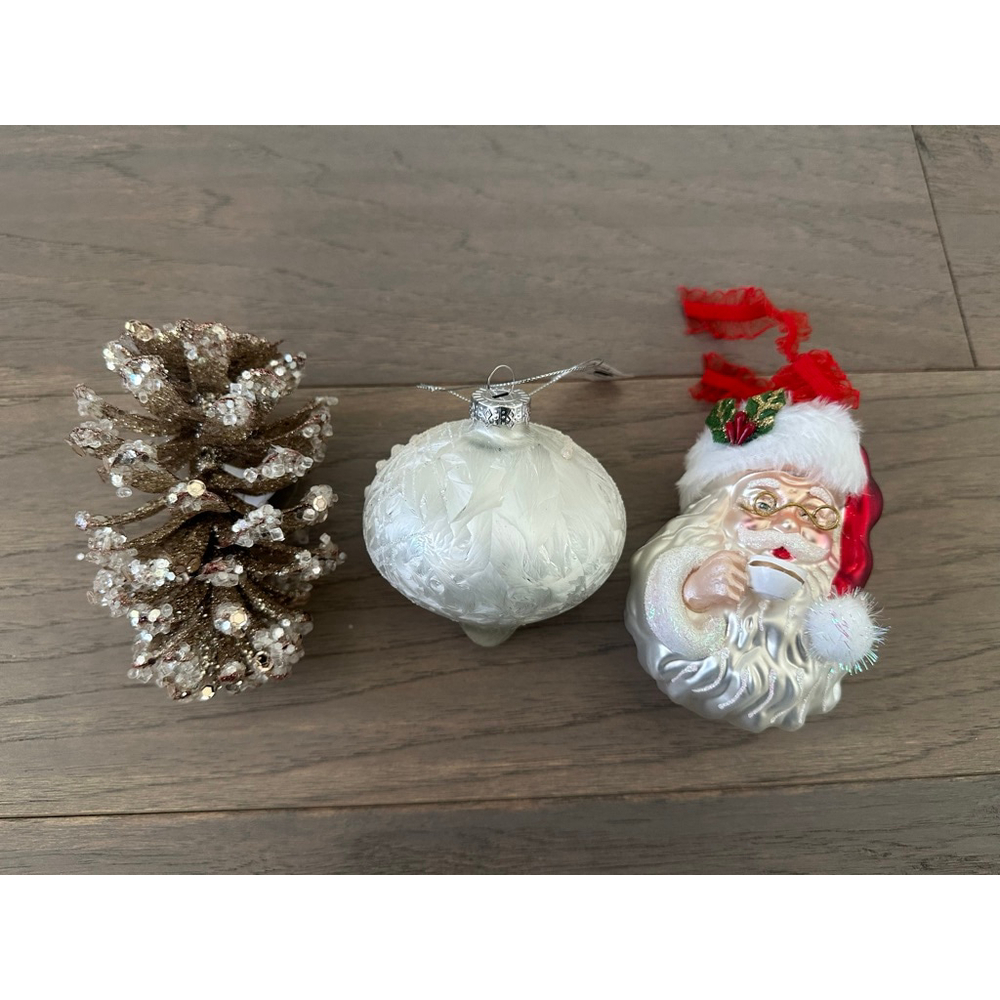 Glitter Holiday Christmas Ornaments Set of 3